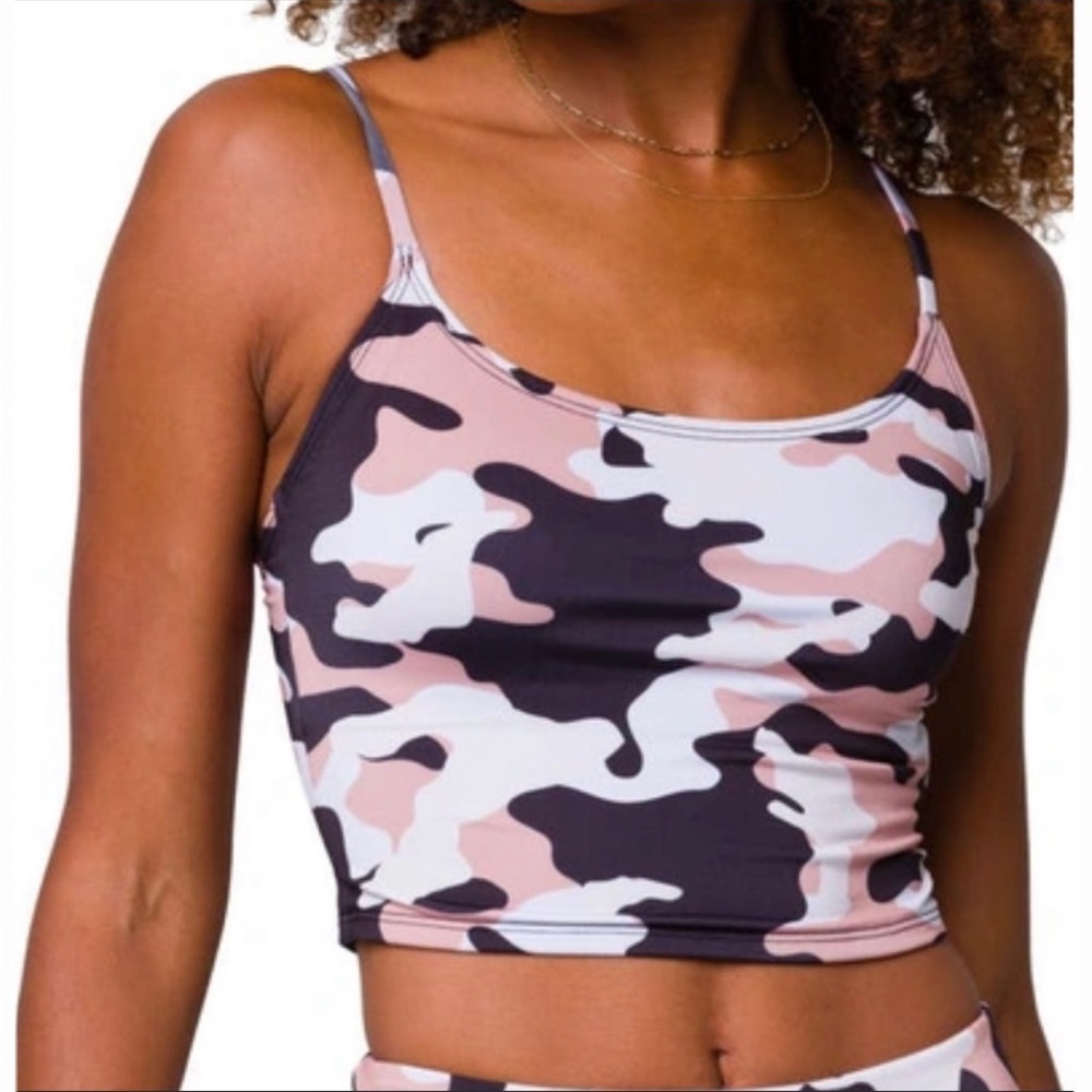 Onzie Bella Crop Camisole In Natural Camo Size S/M
